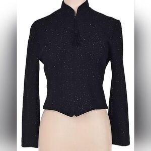 Vintage Jessica Howard Evening Jacket Glitter Tassle Mandarin Collar Size 6